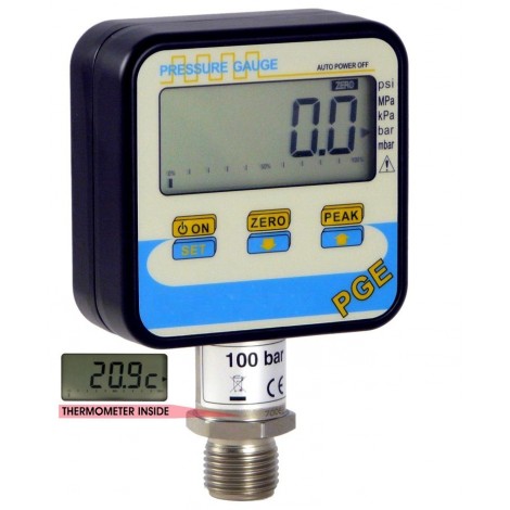 SM-PGE: Manomètre digital de 1 à 2000 bar avec mesure de temperature - Precision 0.5%.